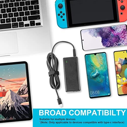 Universal 65 W USB-C Fast Charging Adapter for Chromebooks – High-Speed Power Supply Compatible with Lenovo Think Pad, Yoga, Dell, Acer, and Google Devices – Versatile and Efficient Type-C Charger with Enhanced Compatibility and 24/7 Customer Support