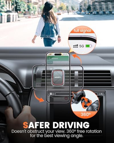 Upgrade Your Driving Experience with the APPS2 2-Pack Magnetic Phone Car Mount – Enhanced Air Vent Holder for i Phone & Galaxy Devices, Featuring 6 Ultra-Strong Magnets and Adjustable Secure Fit for All Vehicle Types – Perfect for Hands-Free Navigation and Communication