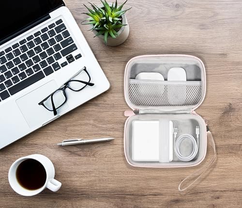 Premium Rose Gold Organizer Case for Sunveza 118 W USB-C Fast Charger – Sleek and Durable Semi-Hard Zippered Storage for Mac Book Pro and Apple Accessories – Shockproof, Water-Resistant Protection with Detachable Wristband – Ideal Travel Companion for Everyday Use – Compatible with Mag Safe and Type-C Hubs – Perfect for Your Essential Gadgets – Lightweight Design for Effortless Portability – Your Ultimate Solution for Charging Accessories – Guaranteed Quality with 100% Refund Promise – Transform Your Tech Organization and Protection Experience Today!