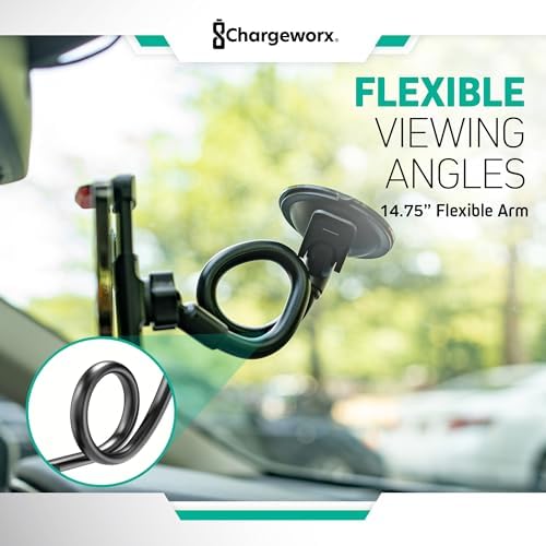 Revolutionary Magnetic Phone Mount for Car Windshield – 14-Inch Flexible Arm Holder with Secure Suction Cup – 360-Degree Rotation for Optimal Visibility and Enhanced Compatibility – Effortless Installation for Hands-Free Navigation and Safety