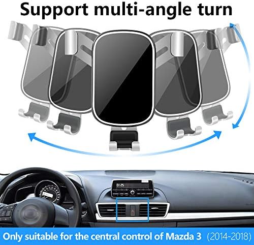LUNQIN Premium Car Phone Holder for Mazda 3 Sedan & Hatchback (2014-2018) – Versatile Gravity Mount with Integrated Charging for Seamless Navigation & Connectivity – Tool-Free Installation, Durable Design for Enhanced Driving Safety and Convenience