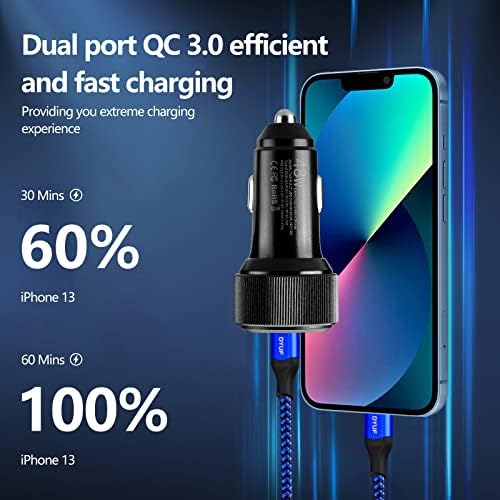 Elevate Your Charging Experience with the DYUF 48 W USB C Car Charger – Rapid Dual USB Adapter Featuring 60 W Type-C Fast Charging Cable, PD30 W & QC3.0 18 W Ports for Samsung Galaxy S22/S21/Ultra 5 G, Note 20/10, i Pad Pro and More – Unmatched Speed & Compatibility for On-the-Go Power Needs