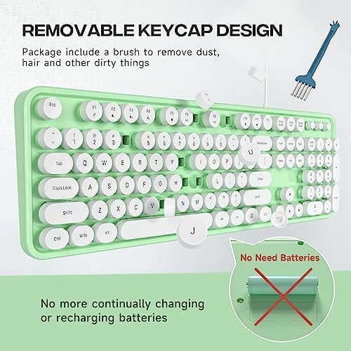 Retro-Inspired Full Size Typewriter Keyboard with Number Pad – Wired USB Keyboards for Windows 7, 8, 10, 11 | Enhance Your Typing Experience with Classic Charm and Modern Efficiency | Perfect for Home and Office Use