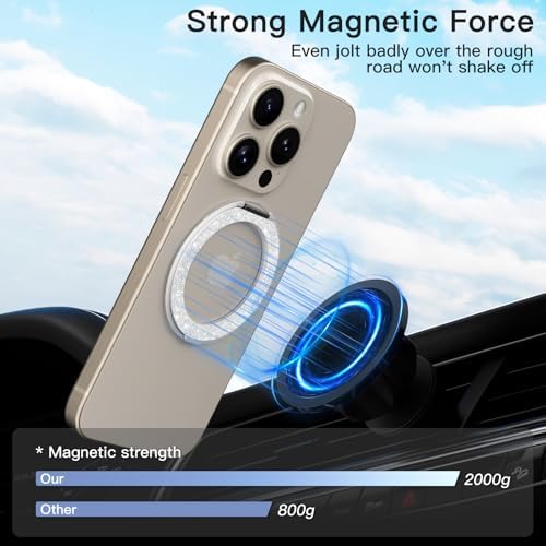 Advanced COOLQO 2-Pack 360° Rotating Phone Grip Ring Stand – Premium Magnetic Holders for Stress Relief & Enhanced Smartphone Stability – Universal Fit for All Devices – Elegant Silver Design for Car & Desk Use