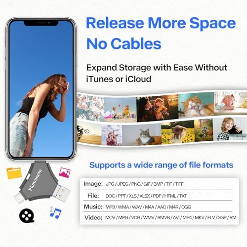 Unlock Endless Memory Storage with the 128 GB i Phone Flash Drive – Effortless Photo & Video Backup, No App Needed, Compatible with i Phone, i Pad, Android & PC, USB 3.0 Speed for Quick Transfers, Compact & Durable Design for On-the-Go Convenience