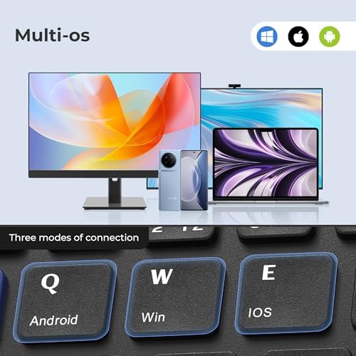 Ultra-Portable XVX WK60 Foldable Bluetooth Keyboard with Kanagawa Wave Art – Multi-Device Compatible Wireless Keyboard for i Pad, i Phone, Mac Book, Android & Windows – Long-Lasting 20-Hour Battery Life – Elevate Your Typing Experience Anywhere