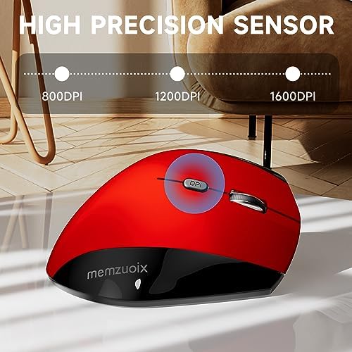Elevate Your Comfort and Style with the memzuoix Purple Ergonomic Wireless Mouse – Right-Handed Vertical Design for Natural Wrist Posture, Adjustable DPI of 800/1200/1600, Perfect for PCs, Laptops, and Desktops – Experience Lag-Free 2.4 G Connectivity and Enhanced Productivity!
