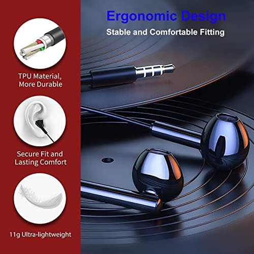 High-Fidelity 6 Pack Wired Earbuds – Immersive Heavy Bass Headphones with Superior Noise Isolation for i Phone, Android, and Laptops – Ergonomic In-Ear Design for All-Day Comfort and Crystal-Clear Sound – Perfect for Commuters, Fitness Enthusiasts, and Music Lovers