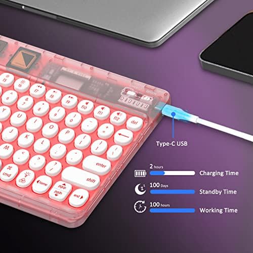 Ultra-Slim Universal Wireless Bluetooth Keyboard for i Pad, i Phone & Tablets – Multi-Device, Backlit Mini Design with 7-Color Options, Rechargeable & Portable for On-the-Go Efficiency