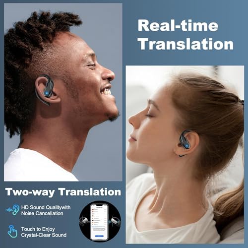 Transform Your Communication with Advanced Wireless Translation Earbuds – Enjoy 144 Languages in Real-Time, Exceptional HD Sound, and Noise Cancellation for Sports, Learning, and Music – Sleek Black Design with Long Battery Life for Ultimate Versatility and Performance