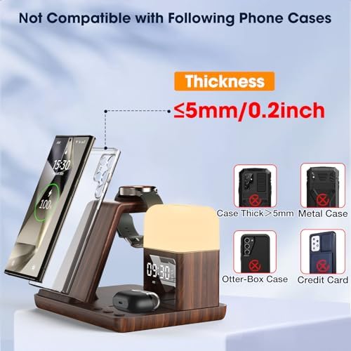 Ultimate 6-in-1 Wireless Charging Station for Samsung Devices – Stylish Purple Design with Alarm Clock and Night Light Functionality – Fast Charging for Galaxy S25/S24/S23 Ultra Series, Galaxy Watch 7/6/5/4, and Galaxy Buds – Ideal for Home or Office Use – Enhanced Safety Features and Adjustable Brightness Settings – Tidy Up Your Space with This Multi-Device Charger – Compatible with USB-C, Perfect for Samsung Users Seeking Convenience and Efficiency – Say Goodbye to Clutter and Hello to Seamless Charging Experience!