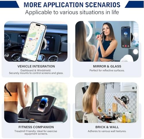 Nixie Phone Holder 360° Adjustable Electric Vacuum Magnetic Suction Cup Phone Mount,15W Wireless Charger Car Magnetic Phone Mount,Hands-Free Magnetic Cell Phone Holder for MagSafe iPhone – Enhanced Compatibility and Speed