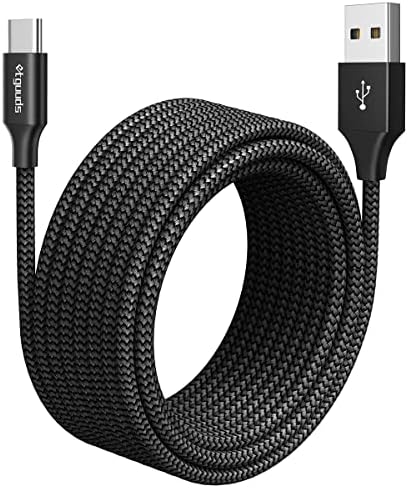 etguuds 20 ft USB C Cable – Long Nylon Braided Charger for Fast Data Transfer & Charging – USB-A 2.0 to Type C Compatibility for Samsung Galaxy Note, LG, Moto, Pixel, Switch & More – Durable Connection for Home & Office Use
