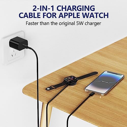 Premium 5 W Fast Charging USB C Cable for Apple Watch – 6 ft Magnetic Charger, MFi Certified, Compatible with Series SE2/8/7 & All Sizes 38 mm to 45 mm – Reliable & Efficient Power Solution for On-the-Go Users
