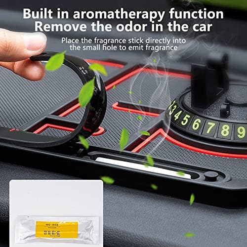 Revolutionary 4-in-1 Non-Slip Phone Pad for Cars: Glow-in-the-Dark Dashboard Mat with Integrated Parking Card Holder & Aromatherapy Enhancer – Universal Smartphone Compatibility (Red) for Enhanced Safety and Convenience