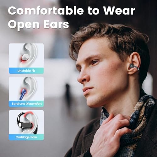 Revolutionary M100 Clip-On Open Earbuds with Advanced LCD Touch Control – Wireless Bluetooth 5.4 Headphones in Trendy Purple – 48-Hour Runtime for Unmatched Audio Freedom – Ideal for Active Lifestyles, Sports, and Fitness Enthusiasts Seeking Enhanced Environmental Awareness and Comfort
