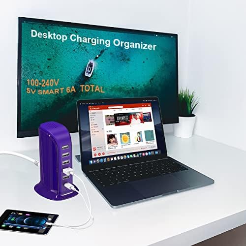Kawaii-Inspired 6-Port USB Charging Hub: Ultimate Fast Charger for i Phones, Androids & More – Compact Multi-Device Power Station with 1 USB-C & 5 USB-A Ports for Effortless Travel & Home Connectivity, Tangle-Free Solutions for Modern Users