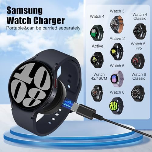 Galaxy Watch 25 W Fast Charger: Premium Split Design Charging Cable for Galaxy Watch 76/6 Classic/5 Pro/5/4/4 Classic, Galaxy S24/S23 Ultra/S22/Note/Z Flip 6 – 5 ft Durable Type-C Charging Solution for Ultimate Portability and Speed