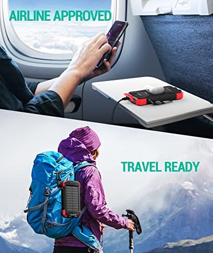 Ultimate BLAVOR Solar Charger Power Bank – 10,000 m Ah Portable Wireless Battery Pack with 20 W Fast Charging, USB-C Compatibility, Solar Panel for Sustainable Energy, and Dual Flashlight for Outdoor Adventures – Essential Gear for Campers and Hikers