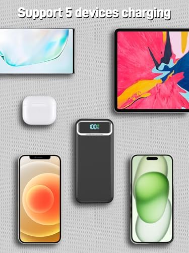 Ultimate 20,000 m Ah Portable Charger with Built-in Cables & AC Plug – Super Fast PD20 W & SCP22.5 W USB-C Power Bank for Quick Device Charging – LED Display & Universal Compatibility for i Phone, Samsung & More – Essential Travel Accessory for On-the-Go Power Solutions