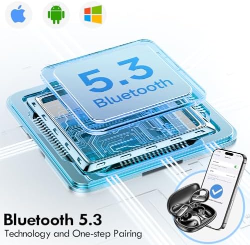 Kurdene Wireless Sport Earbuds – Ultra-Comfortable Bluetooth Headphones with 60 Hours Playtime, Immersive Deep Bass Sound, and Secure Over-Ear Fit for Active Use – Perfect for Running, Workouts, and Business Calls – Lightweight, Sweat-Resistant Design in Sleek Black Finish