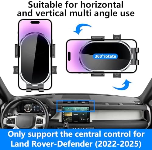 Premium 360-Degree Rotating Car Phone Holder for Land Rover Defender (2020-2025) – Custom Fit Dashboard Mount for Secure Navigation and Hands-Free Use – Durable and Sleek Mobile Phone Cradle Accessory for Enhanced Driving Experience
