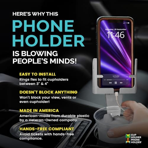 Smartphone Mounts for Cars or Trucks Made in USA by Cell Phone Seat, Universal Fit Including iPhone, Samsung, Android Cellphones, Wolf Gray Color, Hands-Free Compliant Cradle – Enhanced Compatibility and Speed