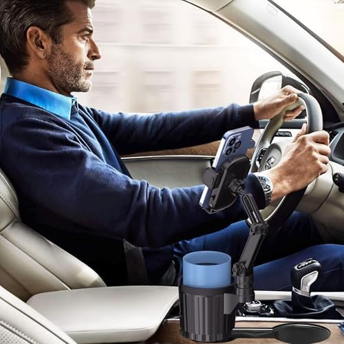 Versatile 2-in-1 Car Cupholder Phone Holder Mount – Securely Fits 4-7″ Smartphones with Expandable Base and 360° Rotating Neck for Ultimate Convenience – Perfect for Navigation and Hands-Free Calls – Durable Design for Long Journeys – Universal Compatibility with Most Beverage Bottles – Essential Vehicle Accessory for Enhanced Driving Experience
