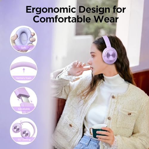 Elevate Your Sound Experience with FIO MOTUS Bluetooth Over-Ear Headphones – Unmatched 130-Hour Battery Life, Advanced Noise Cancellation, Custom EQ for Personalized Deep Bass, and High-Resolution Audio Quality – Perfect for Travelers and Home Office Users Seeking Comfort and Effortless Wireless Connectivity