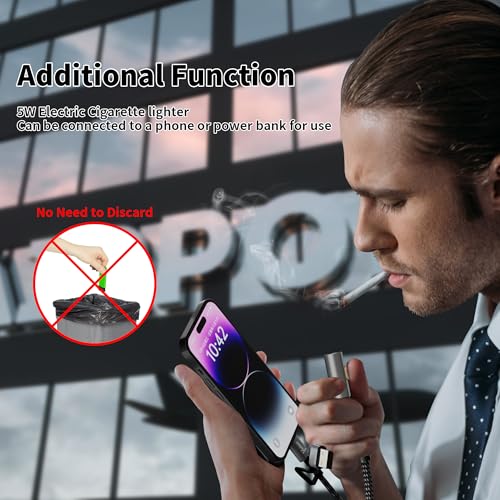 6 in 1 USB C Cable,60W Fast Charging Cable 4 FT,C to USB A/C Braided Multi-Function Charger Power Cord with LED Flashlight and Electric Lighter,for Charging/Outdoor/Travel Use – Enhanced Compatibility and Speed