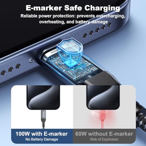 High-Speed USB C Cable 3-Pack: 20 Gbps Data Transfer, 4 K@60 Hz UHD Display & 100 W Fast Charging – Versatile Lengths (1 FT, 3 FT, 6 FT) for Ultimate Compatibility with Dell, Samsung T7, Sandisk & More