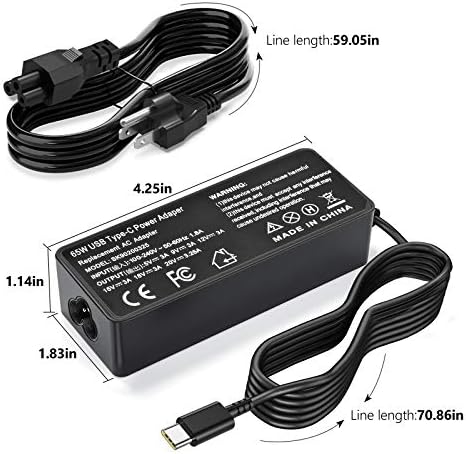 High-Speed 65 W USB-C Laptop Charger for Lenovo Yoga & Think Pad – Universal Compatibility, Fast Charging, and Advanced Safety Features for Home, Office, or Travel Use – Perfect for Yoga 6, 7, 9, Think Pad X1, and More