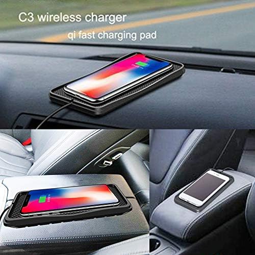 POLMXS 15 W Fast Wireless Car Charging Pad – Universal Qi-Compatible Phone Charging Mat for i Phone 11-15 & Galaxy S21-S24 – Sleek, Compact Design with Advanced Safety Features for Hassle-Free On-the-Go Power Solutions
