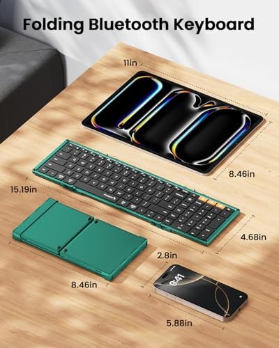 Portable Full-Size Proto Arc Bluetooth Keyboard XK01 – Foldable Wireless Keyboard with Numeric Keypad for i Pad, Tablets, Smartphones, and Laptops – Rechargeable Multi-Device Solution for Windows, i OS & Android – Ultimate Travel Companion for On-the-Go Professionals