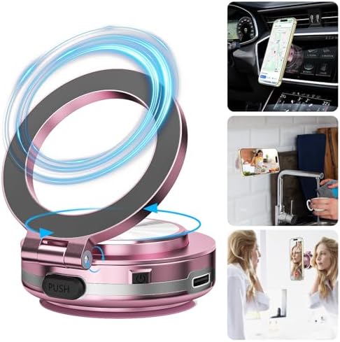 Revolutionize Your Driving with the AICase Magnetic Phone Holder – 360° Rotatable Electric Suction Cup Mount for i Phone & Android, Mag Safe Compatible with Adhesive Pad for Uneven Surfaces – Ultimate Stability & Hands-Free Convenience