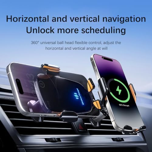 Wireless Car Charger, 15W Fast Charging Car Phone Holder Charger, Phone Mount Air Vent for iPhone15 14 13 12 11 Pro Max Xs, Samsung Galaxy S23 S22 S21 S20 S10+ Note 9 and More – Enhanced Compatibility and Speed