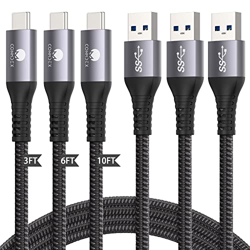 CONMDEX Premium Android Auto USB C Cable Set – 3-in-1 Braided Cord Bundle (3 ft, 6 ft, 10 ft) for 10 Gbps High-Speed Data Transfer & 3 A Fast Charging – Enhanced Compatibility with i Phone 15 Plus Pro Max & Samsung Galaxy S23/S22 – Durable & Tangle-Free Solution for Seamless Connectivity in Car & Home