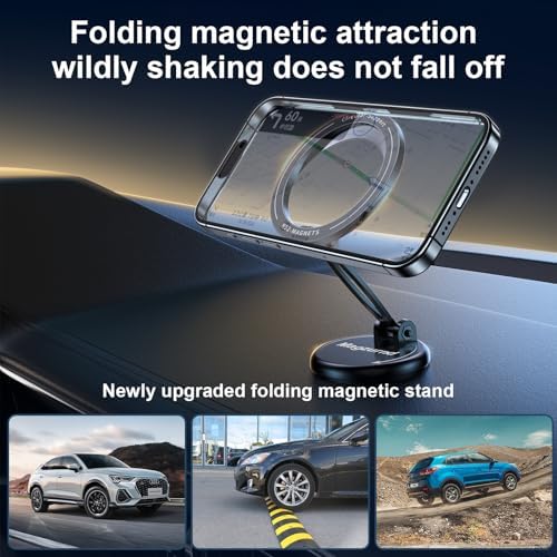 15 W Fast Wireless Magnetic Car Charger with 360° Rotatable Phone Mount – Premium Zinc Alloy Hands-Free Holder for Effortless Driving Convenience and Enhanced Smartphone Compatibility