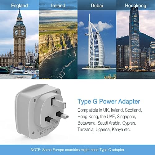 Ultimate TESSAN Type G UK Travel Plug Adapter with Dual USB Fast Charger Ports – Compact US to UK Power Converter for Effortless Global Connectivity in Scotland, London, Ireland, Kenya, Dubai & Qatar