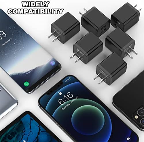 6 Pack Colorful Dual USB Wall Charger by i GENJUN – Fast Charging Cube Power Plug Adapter for i Phone, Samsung Galaxy, Google Pixel & Android Devices – Compact, Multi-Device Charging Solution with Built-In Safety Features – Enhance Your Charging Experience
