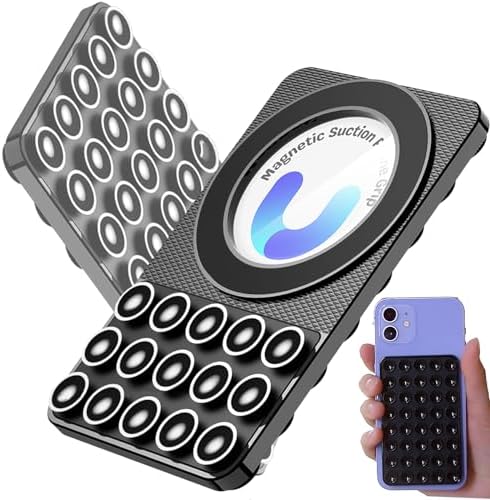 MGLK Silicone Suction Phone Case Magnetic Mount – Hands-Free, Strong Grip Holder for Selfies and Videos – Durable, Easy to Use – iPhone and Android Compatible for iPhone 15/14/13 Pro Max (Pink) – Enhanced Compatibility and Speed