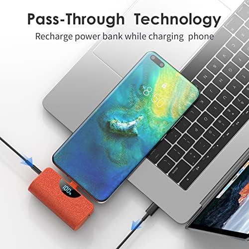 Ultra-Compact 5200 m Ah USB-C Power Bank with LCD Display – Fast-Charging Portable Charger for i Phone 15, Samsung, Google Pixel & Android Devices – Stylish Purple Battery Pack for On-the-Go Power Solutions
