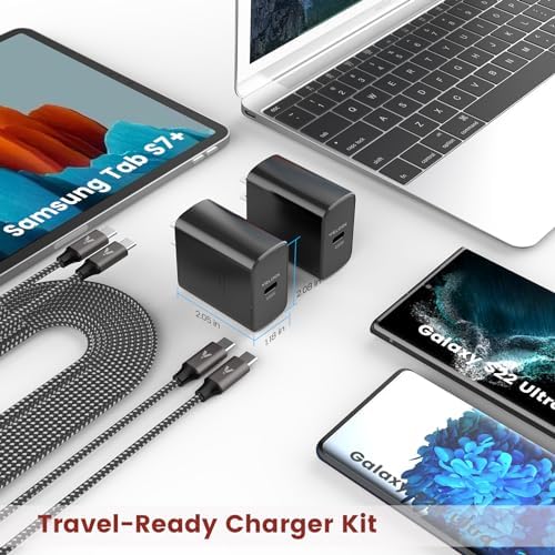 45 W USB-C Super Fast Charger for Samsung Galaxy Devices – Dual Pack with 6.6 ft Cable, Enhanced PPS/PD Wall Adapter for S25, S24, S23 Ultra, S22 Plus, and Galaxy Tab 8 – Ultimate Fast Charging Solution for Smartphones and Tablets