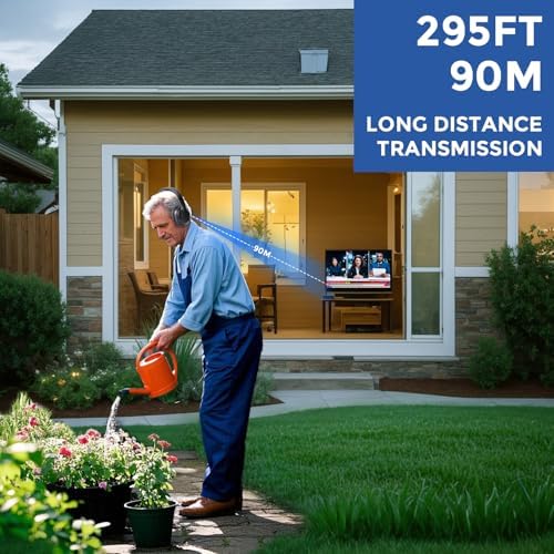 Discover Superior Sound with ROSIDA Bluetooth 5.3 Over-Ear Headphones for Seniors – 196 ft Wireless Freedom, Multi-Device Connectivity (Optical/AUX/RCA/USB), Enhanced Volume Output, Hi-Fi Audio Quality, Zero Delay for Seamless TV Watching, and Exceptional 30-Hour Battery Life – Ideal for Effortless Entertainment and Immersive Listening at Home