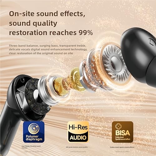 Drem Max Bluetooth 5.4 Wireless Earbuds – Superior Noise-Cancelling Technology with IP7 Waterproof Protection – 42-Hour Battery Life for Uninterrupted Listening – Ultra-Light Design for Active Lifestyles and Everyday Comfort – Exceptional Sound Quality for Smartphones, Tablets, and Laptops