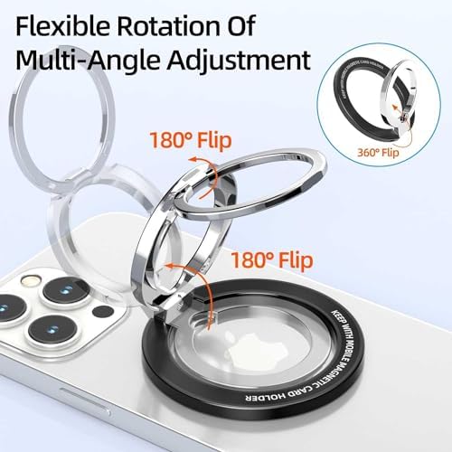 Magnetic Phone Ring Holder Adjustable Stand for MagSafe, Removable Magnetic Magnet Finger Grip Kickstand for iPhone 15 Pro Max 14 13 12,Compatible with Mag Safe Accessories Black – Enhanced Compatibility and Speed