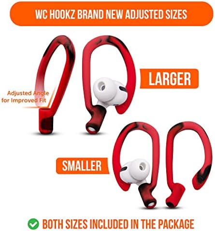 Patented WC Hook Z – Upgraded Over-Ear Hooks for Air Pods Pro 1, 2 & Air Pods 1, 2, 3 | Secure Fit Earbud Accessories with Unique Left & Right Design | Two Size Pairs Included | Winter White | Premium Quality by Wicked Cushions for Maximum Comfort and Stability