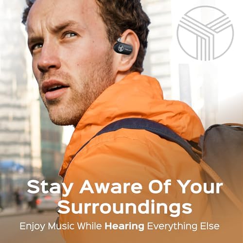 TREBLAB X-Open True Open Ear Wireless Earbuds – Ultra-Lightweight Bluetooth Sports Headphones with 40-Hour Playtime, Secure Behind-Ear Design for Active Use, Immersive Sound Quality, Dual Microphone for Clear Calls, Ideal for Running and Intense Workouts, Enhanced Comfort and Seamless Device Compatibility