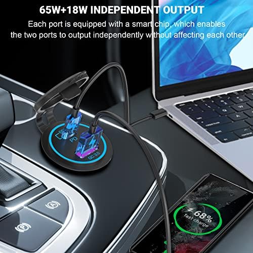 Ultimate 83 W 12 V USB Outlet Laptop Charger – Dual Fast Charge 65 W USB-C PD3.0 & 18 W QC3.0 Ports – Waterproof Multi-Car Socket with Energy-Saving Power Switch – Ideal for Cars, Boats, RVs, Trucks, and More – Unmatched Compatibility & Speed for All Devices