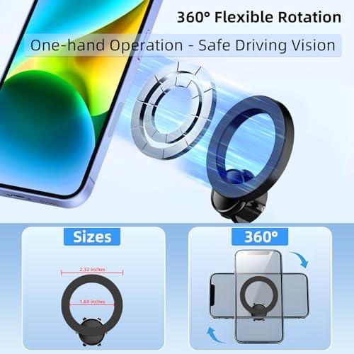 Upgrade Your Toyota Tundra or Sequoia Driving Experience with the 360° Rotating Mag Safe Phone Holder – Premium Dashboard Mount Designed for 2020-2025 Models, Ensures Safety, Accessibility, and Sleek Aesthetics Without Air Vent Obstruction